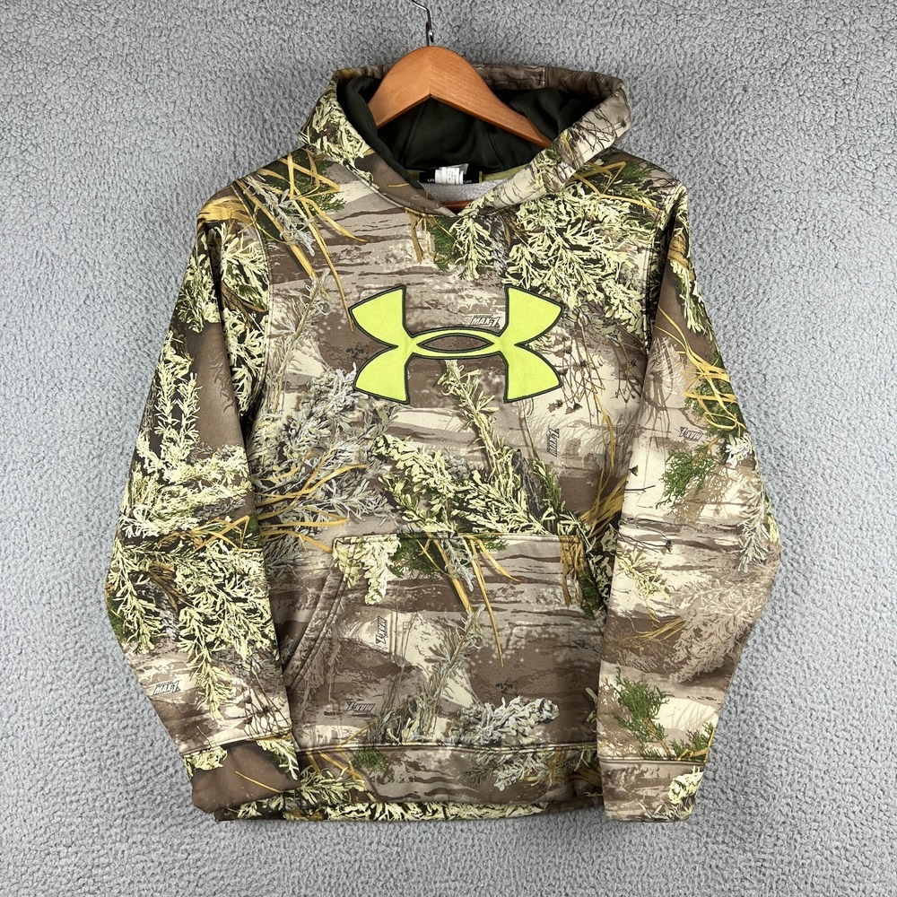 Under Armour Hoodie Mens Small Beige Camouflage Advantage Max 1 Realtree Hunting
